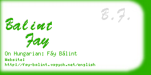 balint fay business card